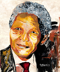 Nelson Mandela - Orginal painting by Orlando artist Everett Spruill